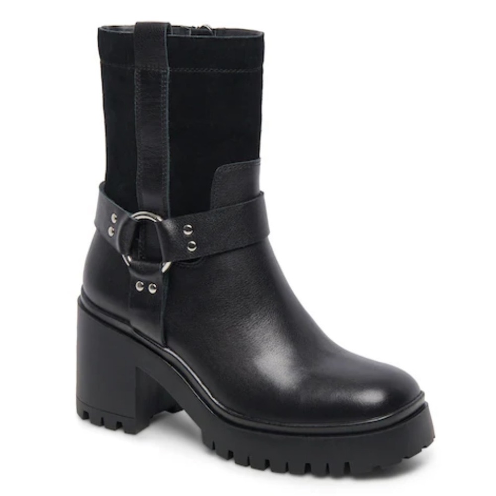 NEW $170 Blondos x Zappos Rebel Black Moto combat ankle boot women size 7